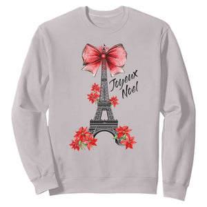 Joyeux Noel Eiffel Tower Sweatshirt Christmas In French Coquette Bow TS11 Ice Gray Print Your Wear