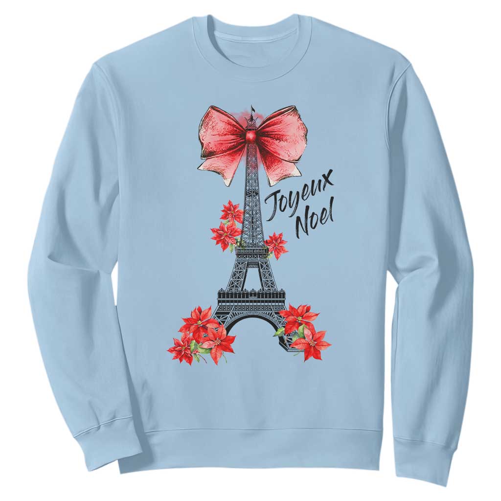 Joyeux Noel Eiffel Tower Sweatshirt Christmas In French Coquette Bow TS11 Light Blue Print Your Wear