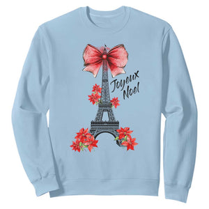 Joyeux Noel Eiffel Tower Sweatshirt Christmas In French Coquette Bow TS11 Light Blue Print Your Wear