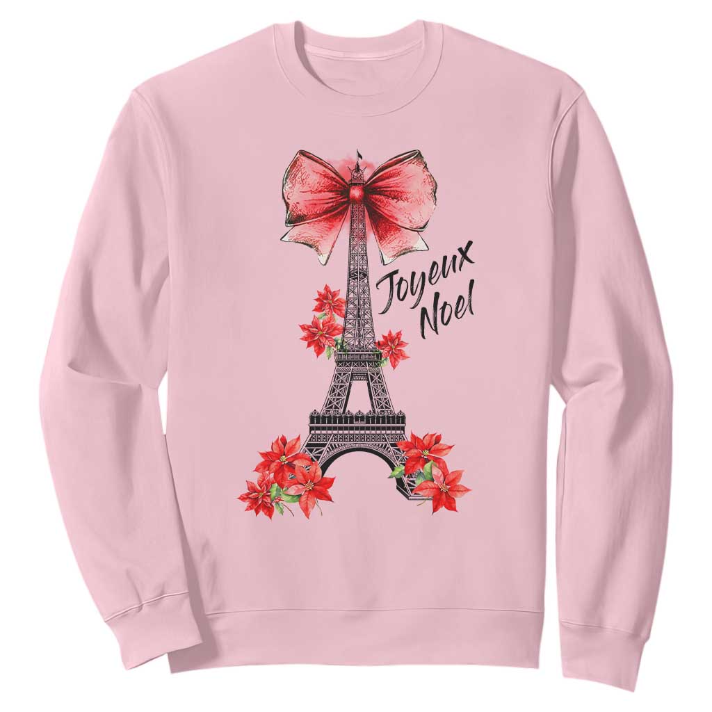 Joyeux Noel Eiffel Tower Sweatshirt Christmas In French Coquette Bow TS11 Light Pink Print Your Wear