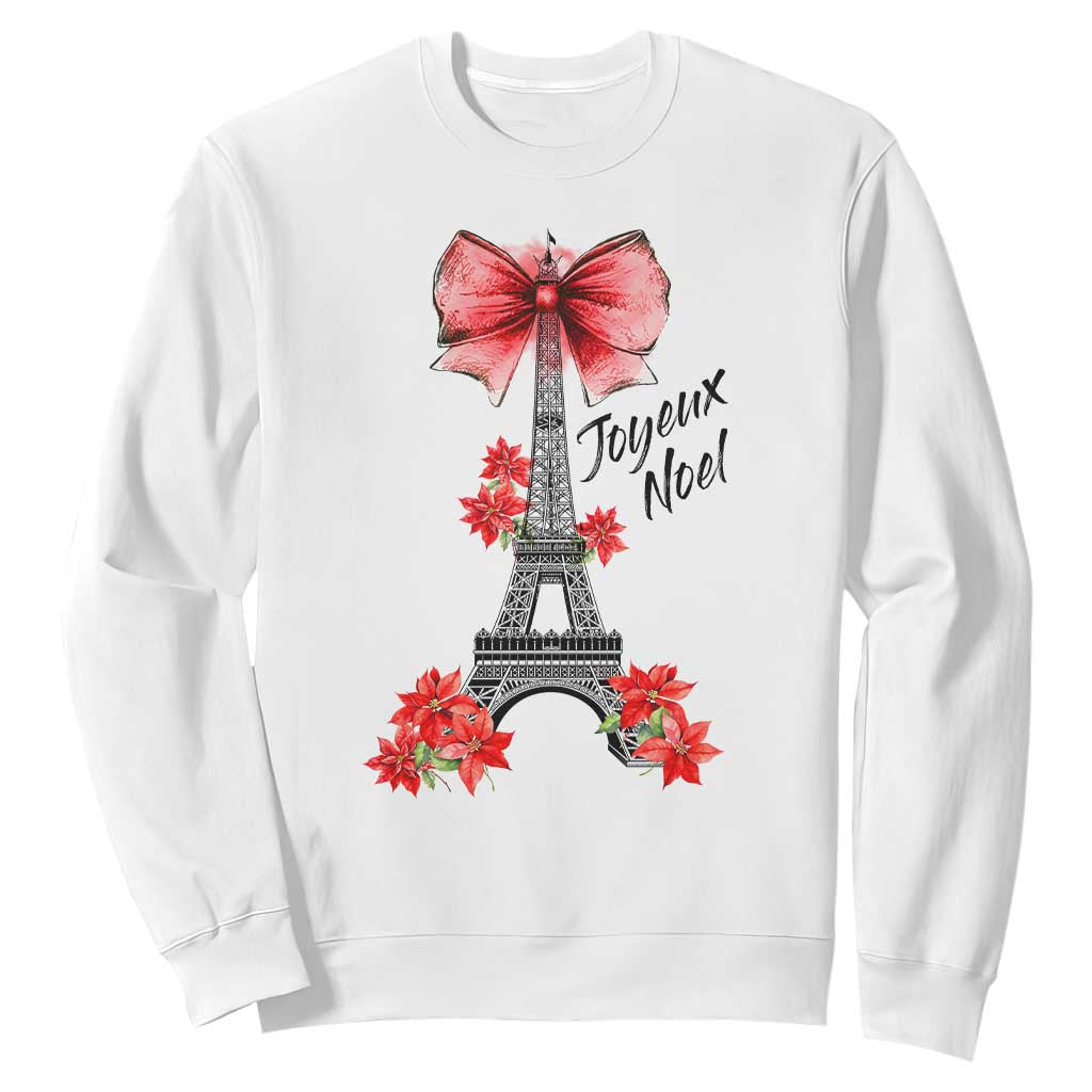 Joyeux Noel Eiffel Tower Sweatshirt Christmas In French Coquette Bow TS11 White Print Your Wear