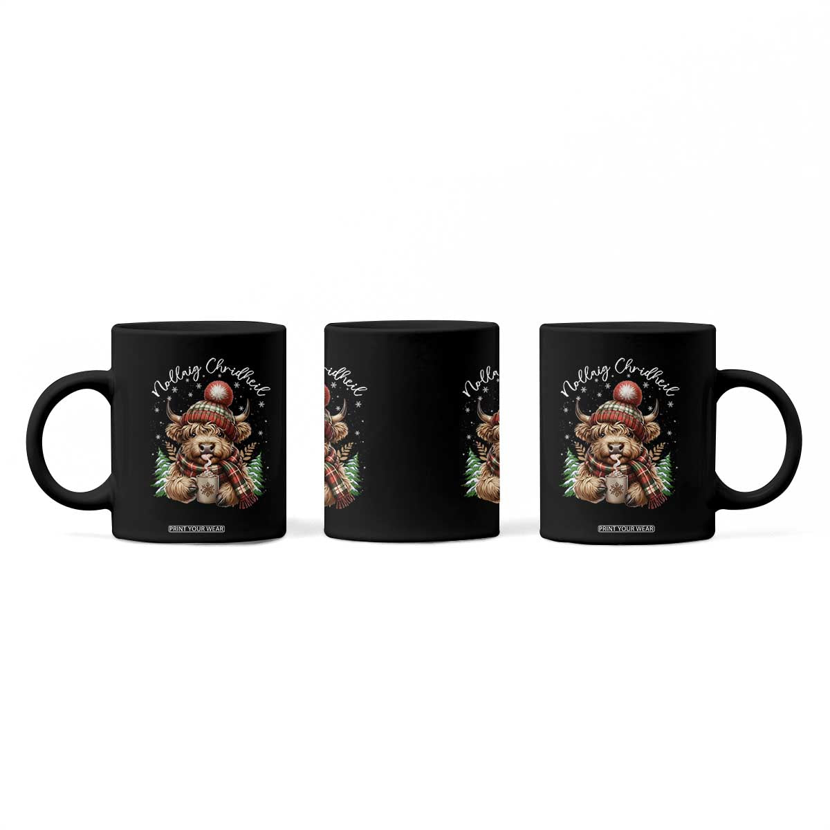 Scottish Christmas Coffee Mug Nollaig Chridheil Gaelic Xmas Higland Cow TS11 Print Your Wear