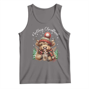 Scottish Christmas Tank Top Nollaig Chridheil Gaelic Xmas Higland Cow TS11 Deep Heather Print Your Wear