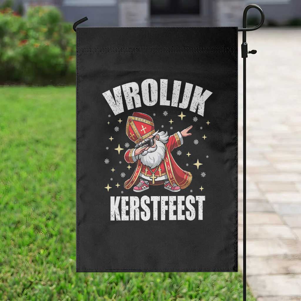 Dutch Christmas Garden Flag Vrolijk Kerstfeest Dabiing Sinterklaas Santa TS11 Print Your Wear