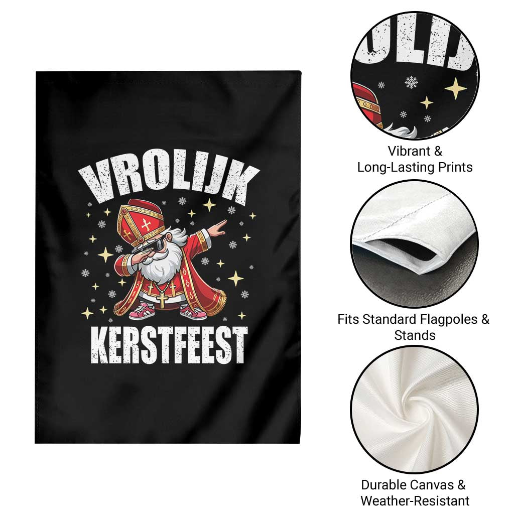 Dutch Christmas Garden Flag Vrolijk Kerstfeest Dabiing Sinterklaas Santa TS11 Print Your Wear