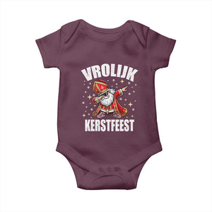 Dutch Christmas Baby Onesie Vrolijk Kerstfeest Dabiing Sinterklaas Santa TS11 Maroon Print Your Wear