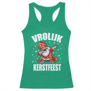 Dutch Christmas Racerback Tank Top Vrolijk Kerstfeest Dabiing Sinterklaas Santa TS11 Irish Green Print Your Wear