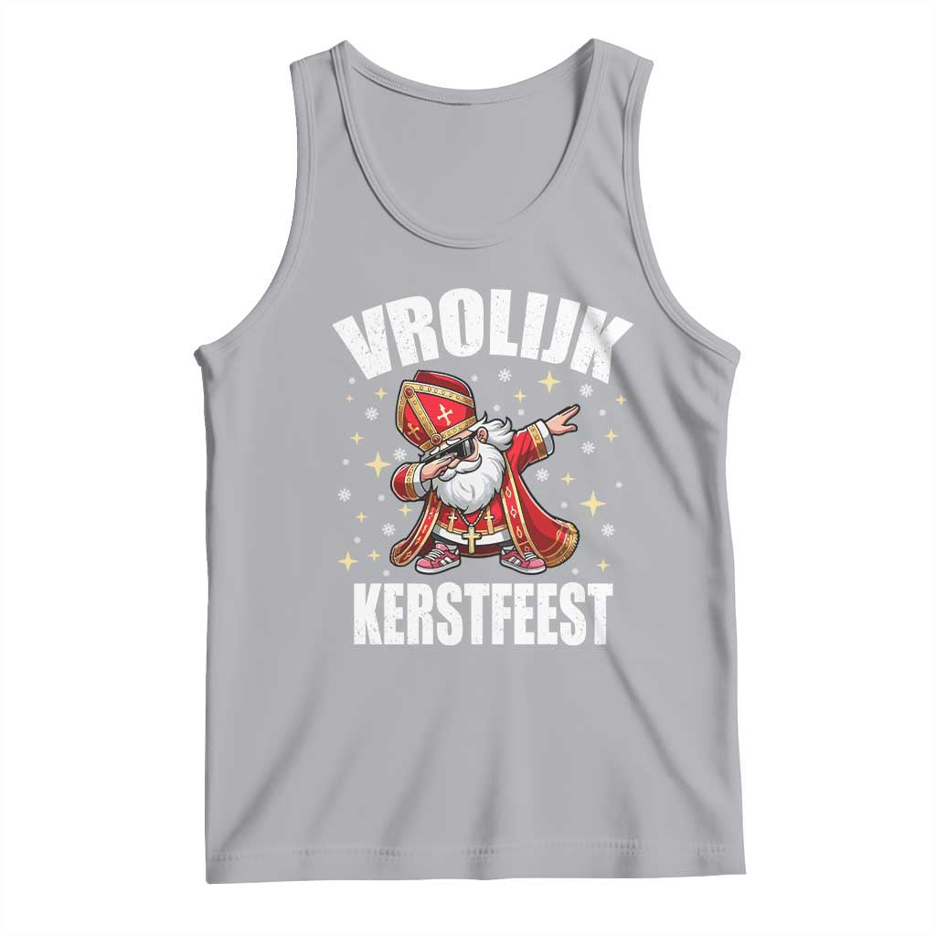Dutch Christmas Tank Top Vrolijk Kerstfeest Dabiing Sinterklaas Santa TS11 Athletic Heather Print Your Wear