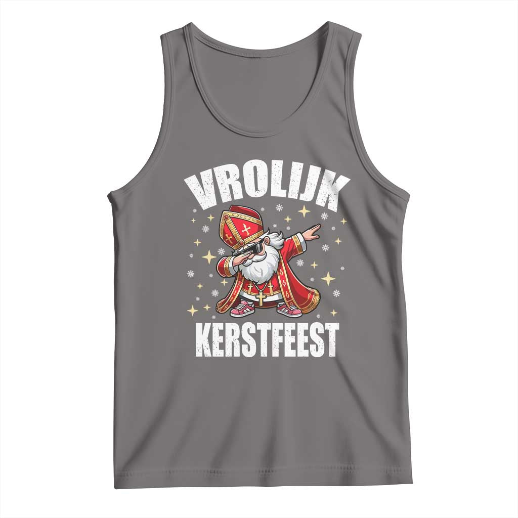 Dutch Christmas Tank Top Vrolijk Kerstfeest Dabiing Sinterklaas Santa TS11 Deep Heather Print Your Wear