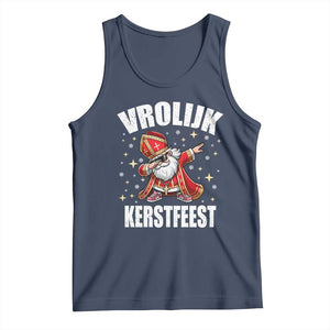Dutch Christmas Tank Top Vrolijk Kerstfeest Dabiing Sinterklaas Santa TS11 Navy Print Your Wear