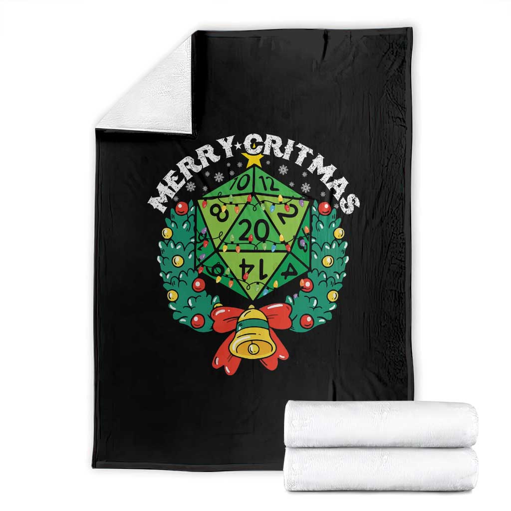 Funny Christmas RPG Throw Blanket Merry Critmas D20 RPG Gamer Dice Gaming Xmas TS11 Black Print Your Wear