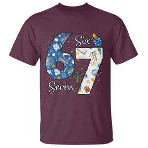 Funny 67 Hanukkah T Shirt Chanukah Menorah Dreidel Six Seven Meme TS11 Maroon Print Your Wear