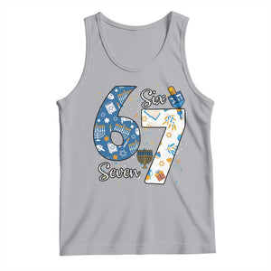 Funny 67 Hanukkah Tank Top Chanukah Menorah Dreidel Six Seven Meme TS11 Athletic Heather Print Your Wear