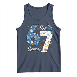 Funny 67 Hanukkah Tank Top Chanukah Menorah Dreidel Six Seven Meme TS11 Navy Print Your Wear