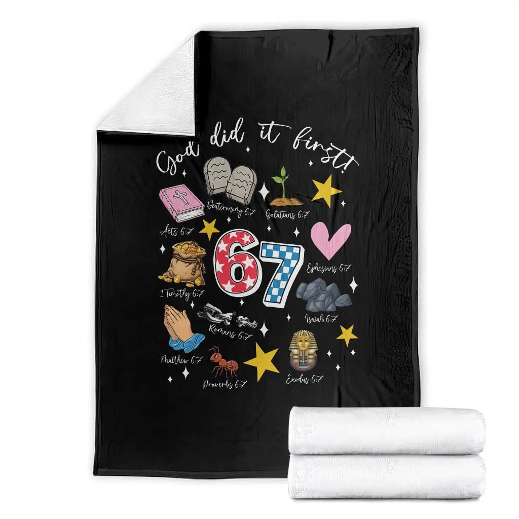 Funny 67 Christian Throw Blanket God Did It First Six Seven Meme Bible Verses TS11 Black Print Your Wear
