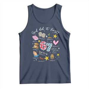 Funny 67 Christian Tank Top God Did It First Six Seven Meme Bible Verses TS11 Navy Print Your Wear