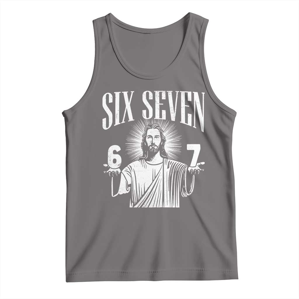 Funny Jesus 67 Tank Top God Six Seven Meme Religious Christian TS11 Deep Heather Print Your Wear
