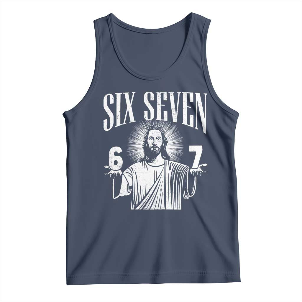 Funny Jesus 67 Tank Top God Six Seven Meme Religious Christian TS11 Navy Print Your Wear