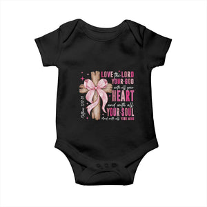 Christian Religious God Baby Onesie Love The Lord Your God With All Your Heart Bible Valentine's Day TS11 Black Print Your Wear