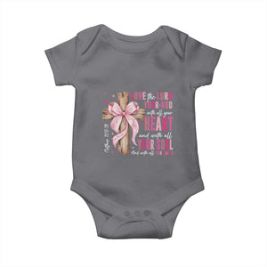 Christian Religious God Baby Onesie Love The Lord Your God With All Your Heart Bible Valentine's Day TS11 Charcoal Print Your Wear