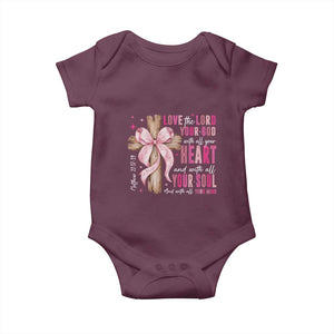 Christian Religious God Baby Onesie Love The Lord Your God With All Your Heart Bible Valentine's Day TS11 Maroon Print Your Wear