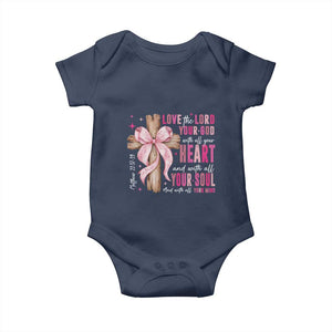 Christian Religious God Baby Onesie Love The Lord Your God With All Your Heart Bible Valentine's Day TS11 Navy Print Your Wear