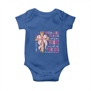 Christian Religious God Baby Onesie Love The Lord Your God With All Your Heart Bible Valentine's Day TS11 Royal Blue Print Your Wear