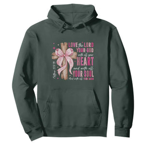 Christian Religious God Hoodie Love The Lord Your God With All Your Heart Bible Valentine's Day TS11 Dark Forest Green Print Your Wear