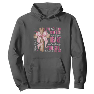 Christian Religious God Hoodie Love The Lord Your God With All Your Heart Bible Valentine's Day TS11 Dark Heather Print Your Wear