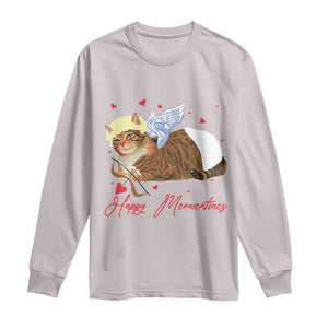 Funny Valentine's Day Cupid Cat Long Sleeve Shirt Happy Meowentines TS11 Ice Gray Print Your Wear