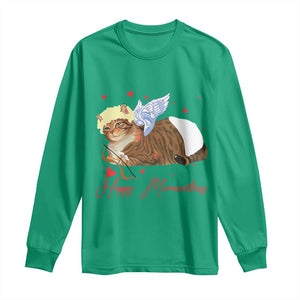 Funny Valentine's Day Cupid Cat Long Sleeve Shirt Happy Meowentines TS11 Irish Green Print Your Wear