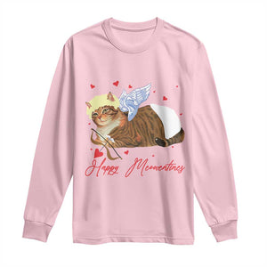 Funny Valentine's Day Cupid Cat Long Sleeve Shirt Happy Meowentines TS11 Light Pink Print Your Wear