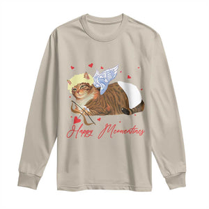 Funny Valentine's Day Cupid Cat Long Sleeve Shirt Happy Meowentines TS11 Sand Print Your Wear