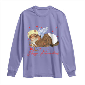 Funny Valentine's Day Cupid Cat Long Sleeve Shirt Happy Meowentines TS11 Violet Print Your Wear