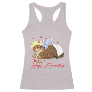 Funny Valentine's Day Cupid Cat Racerback Tank Top Happy Meowentines TS11 Ice Gray Print Your Wear