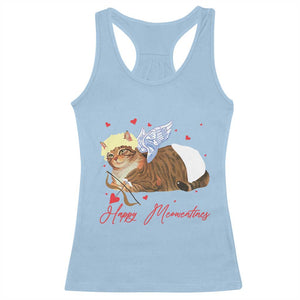 Funny Valentine's Day Cupid Cat Racerback Tank Top Happy Meowentines TS11 Light Blue Print Your Wear