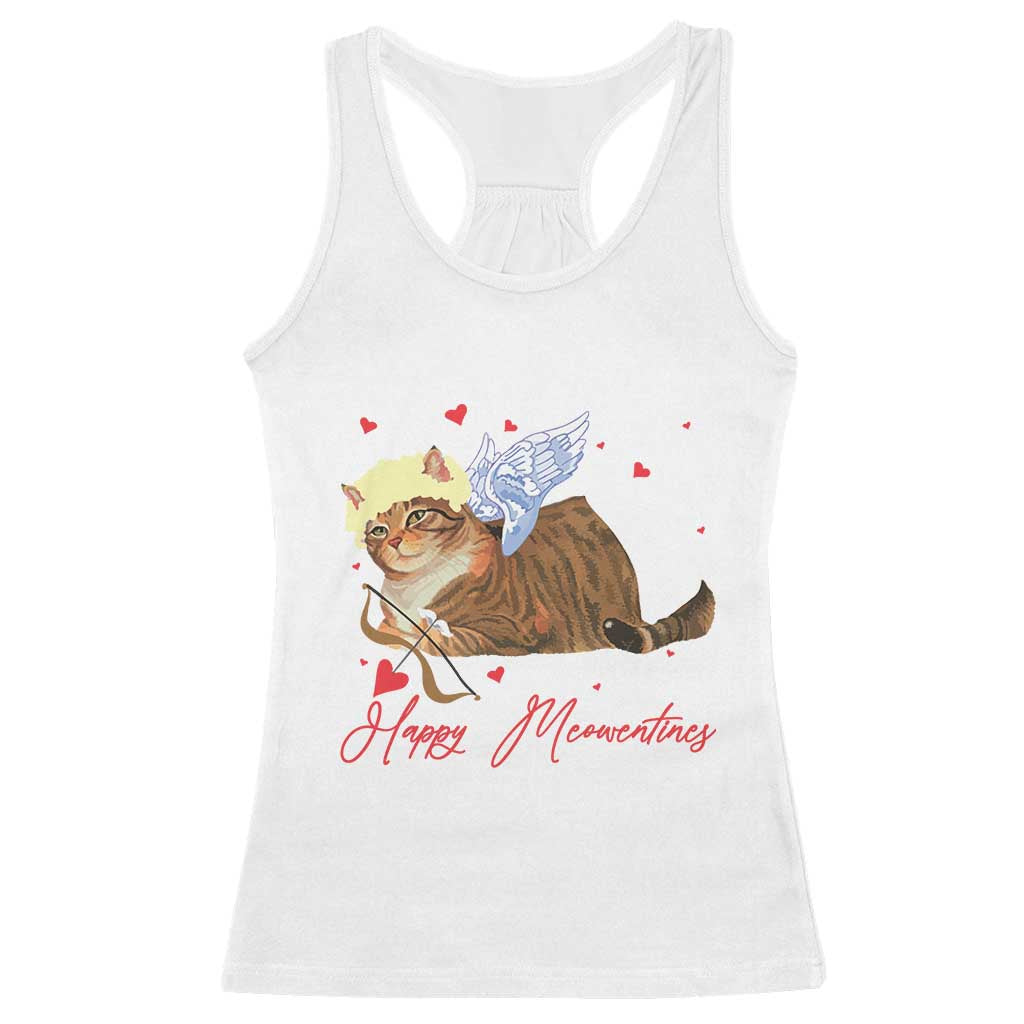 Funny Valentine's Day Cupid Cat Racerback Tank Top Happy Meowentines TS11 White Print Your Wear