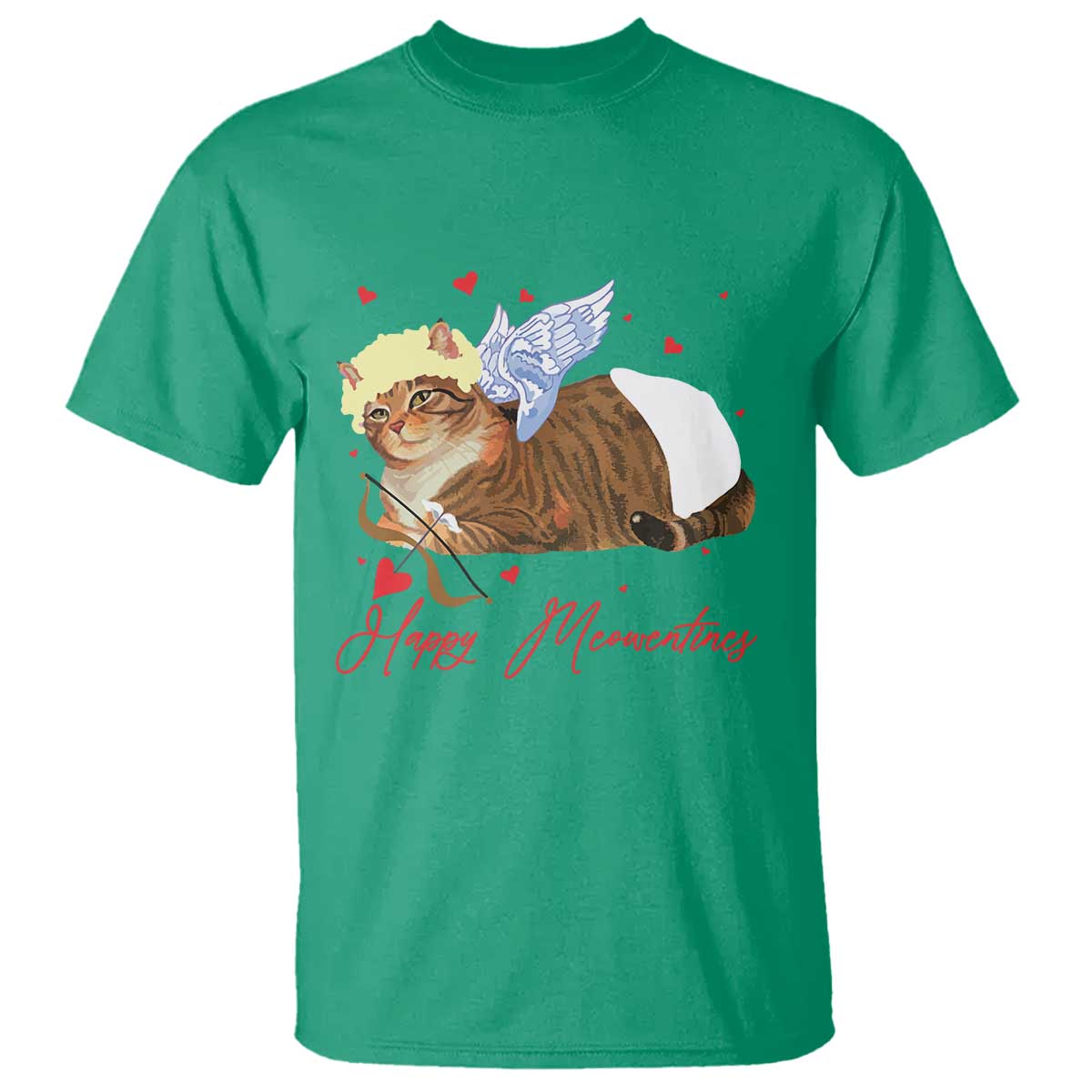 Funny Valentine's Day Cupid Cat T Shirt Happy Meowentines TS11 Irish Green Print Your Wear