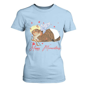 Funny Valentine's Day Cupid Cat T Shirt For Women Happy Meowentines TS11 Light Blue Print Your Wear