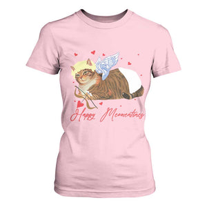 Funny Valentine's Day Cupid Cat T Shirt For Women Happy Meowentines TS11 Light Pink Print Your Wear