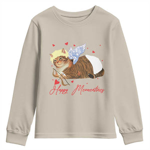 Funny Valentine's Day Cupid Cat Youth Sweatshirt Happy Meowentines TS11 Sand Print Your Wear