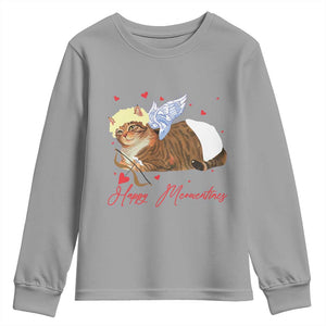 Funny Valentine's Day Cupid Cat Youth Sweatshirt Happy Meowentines TS11 Sport Gray Print Your Wear