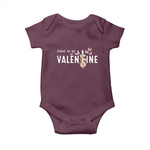 Christian Religious God Valentine's Day Baby Onesie Jesus Is My Valentine Rose Flowers TS11 Maroon Print Your Wear