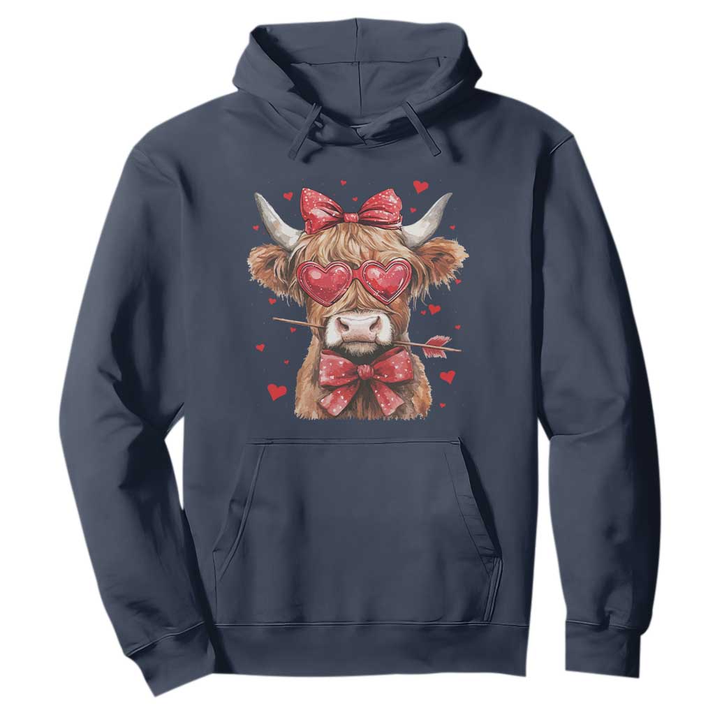 Funny Western Highland Cow Farm Valentine Hoodie TS11 Navy Print Your Wear