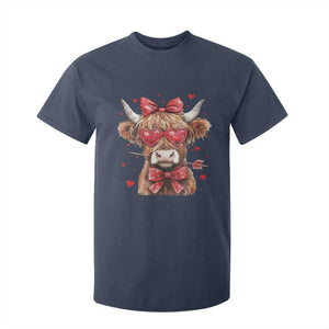 Funny Western Highland Cow Farm Valentine T Shirt For Kid TS11 Navy Print Your Wear