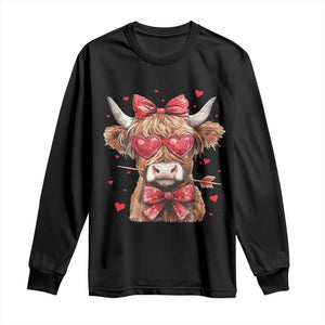 Funny Western Highland Cow Farm Valentine Long Sleeve Shirt TS11 Black Print Your Wear