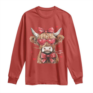 Funny Western Highland Cow Farm Valentine Long Sleeve Shirt TS11 Red Print Your Wear