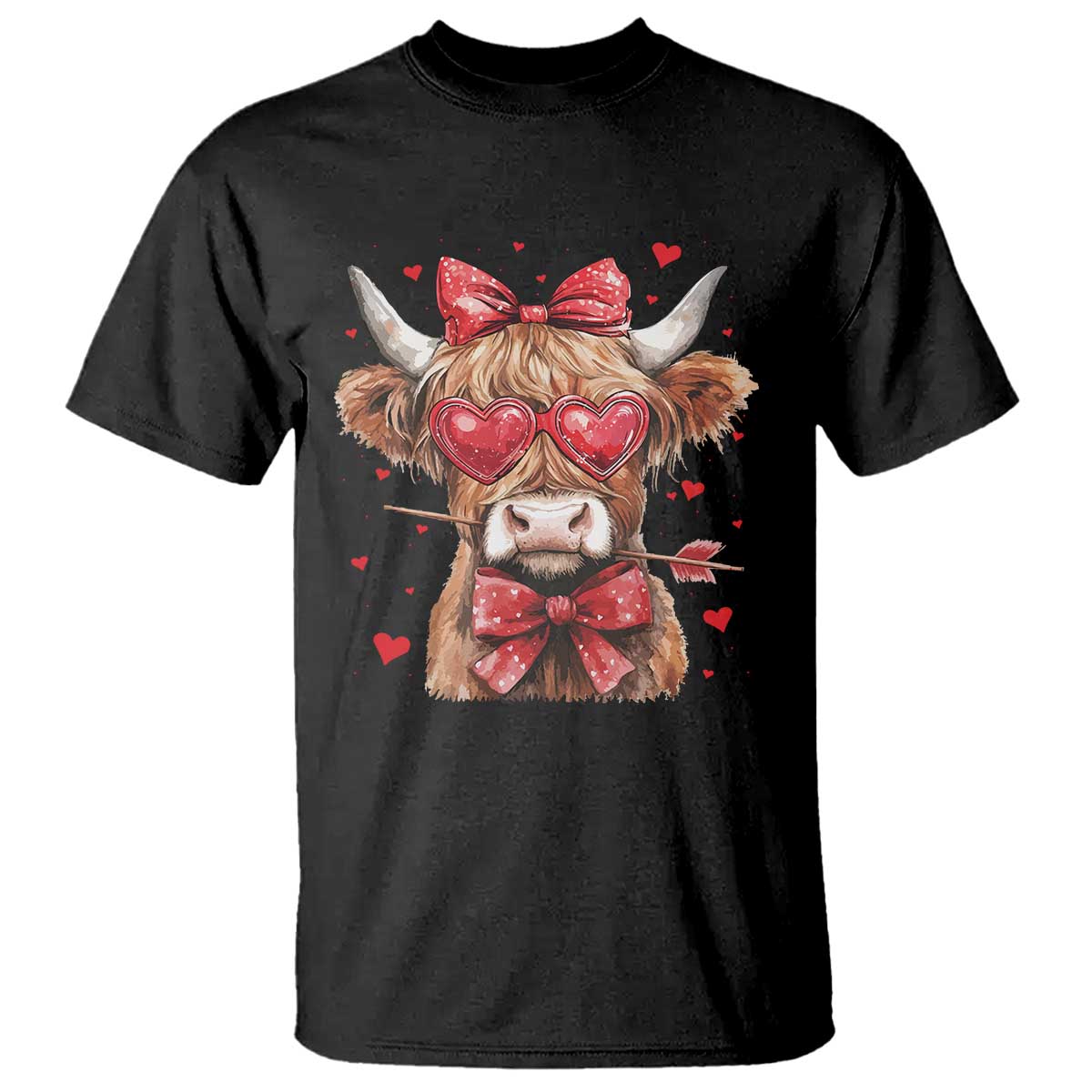 Funny Western Highland Cow Farm Valentine T Shirt TS11 Black Print Your Wear