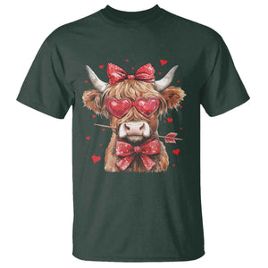 Funny Western Highland Cow Farm Valentine T Shirt TS11 Dark Forest Green Print Your Wear