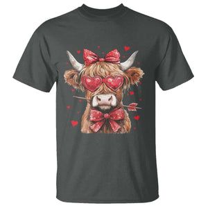 Funny Western Highland Cow Farm Valentine T Shirt TS11 Dark Heather Print Your Wear